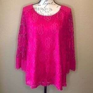 NWT Style & Co lace lined top eyelet crochet trim